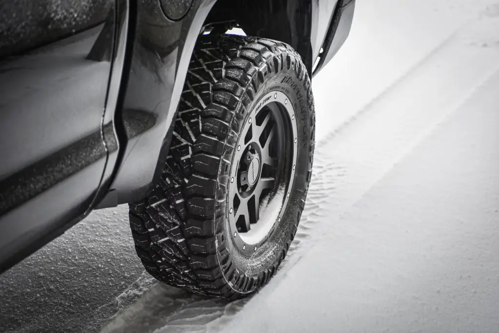 Car tires in snow