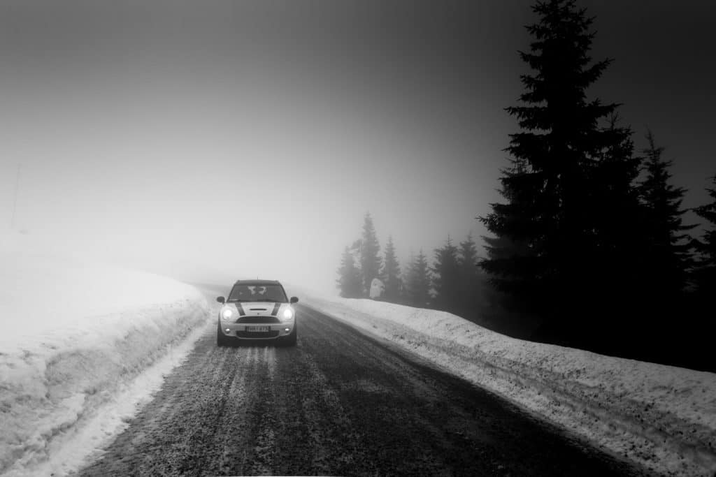 Mini cooper in snow